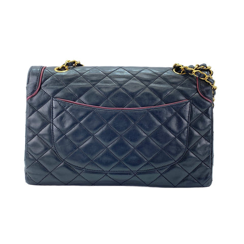 CHANEL Lambskin Matelasse Double Flap Shoulder Bag black WS31910