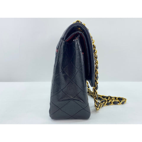 CHANEL Lambskin Matelasse Double Flap Shoulder Bag black WS31910
