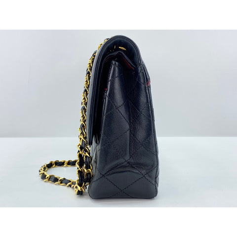 CHANEL Lambskin Matelasse Double Flap Shoulder Bag black WS31910