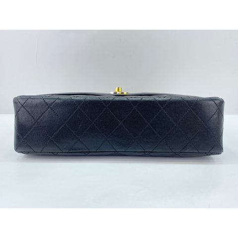 CHANEL Lambskin Matelasse Double Flap Shoulder Bag black WS31910