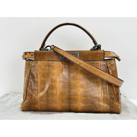 FENDI 2WAY Peekaboo Handbag Brown WS31913