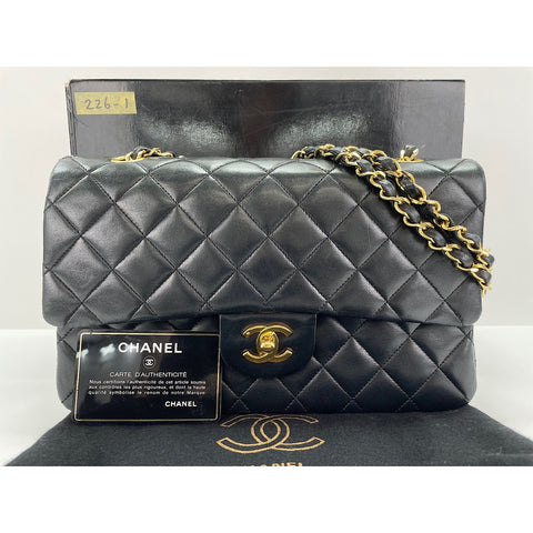 CHANEL Lambskin Matelasse25 Double Flap Shoulder Bag black WS31942