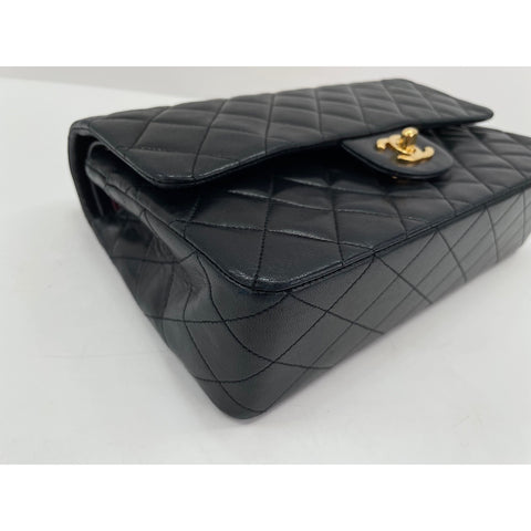 CHANEL Lambskin Matelasse25 Double Flap Shoulder Bag black WS31942