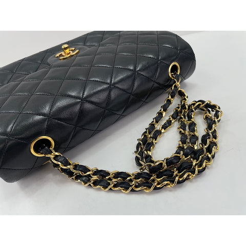 CHANEL Lambskin Matelasse25 Double Flap Shoulder Bag black WS31942