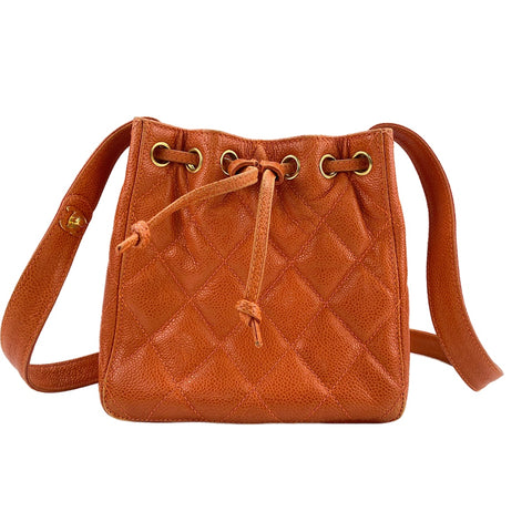 CHANEL Caviar skin Matelasse Shoulder Bag Orange WS31948