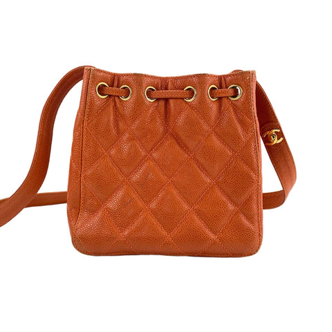 CHANEL Caviar skin Matelasse Shoulder Bag Orange WS31948