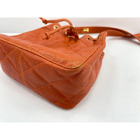CHANEL Caviar skin Matelasse Shoulder Bag Orange WS31948