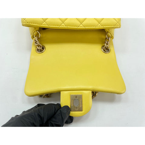 CHANEL Lambskin Mini Matelasse Shoulder Bag yellow WS31952