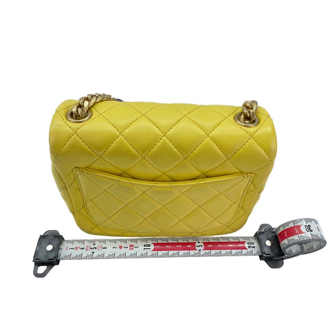 CHANEL Lambskin Mini Matelasse Shoulder Bag yellow WS31952