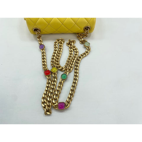 CHANEL Lambskin Mini Matelasse Shoulder Bag yellow WS31952