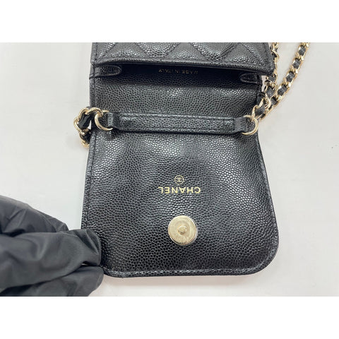 CHANEL Caviar skin Matelasse Shoulder Bag black WS31954