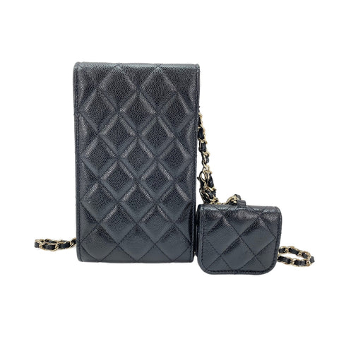 CHANEL Caviar skin Matelasse Shoulder Bag black WS31954