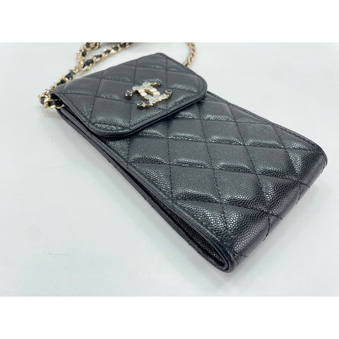 CHANEL Caviar skin Matelasse Shoulder Bag black WS31954