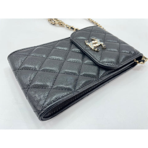 CHANEL Caviar skin Matelasse Shoulder Bag black WS31954