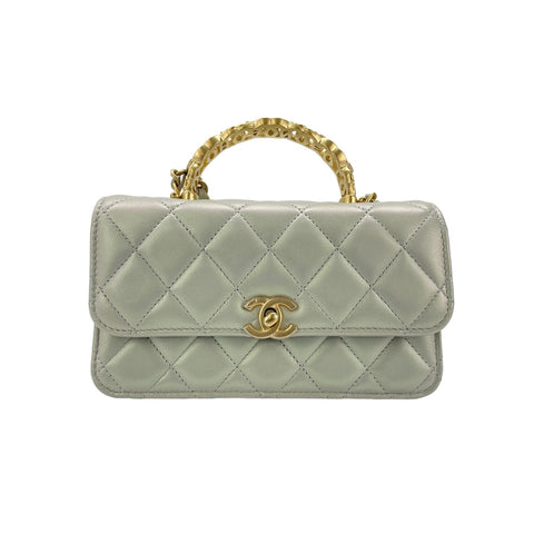 CHANEL Lambskin 2WAY Matelasse Handbag white WS31956