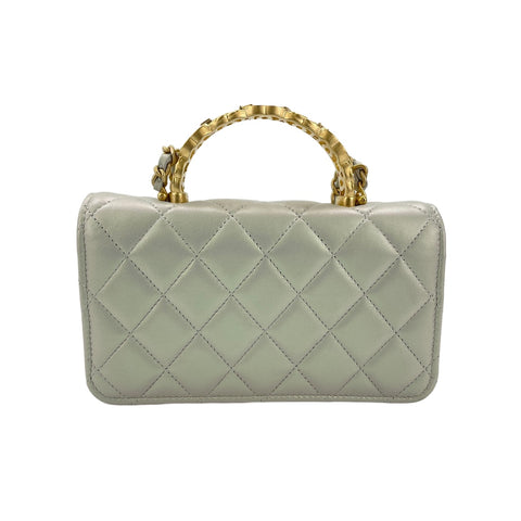CHANEL Lambskin 2WAY Matelasse Handbag white WS31956
