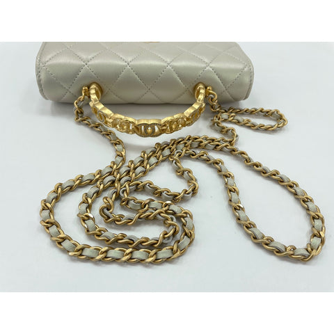 CHANEL Lambskin 2WAY Matelasse Handbag white WS31956