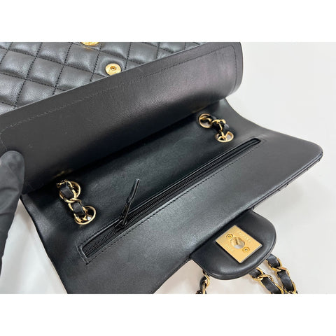 CHANEL Lambskin Matelasse23 Double Flap Shoulder Bag black WS31957