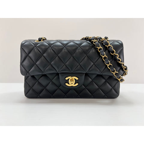 CHANEL Lambskin Matelasse23 Double Flap Shoulder Bag black WS31957