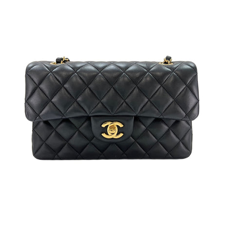 CHANEL Lambskin Matelasse23 Double Flap Shoulder Bag black WS31957