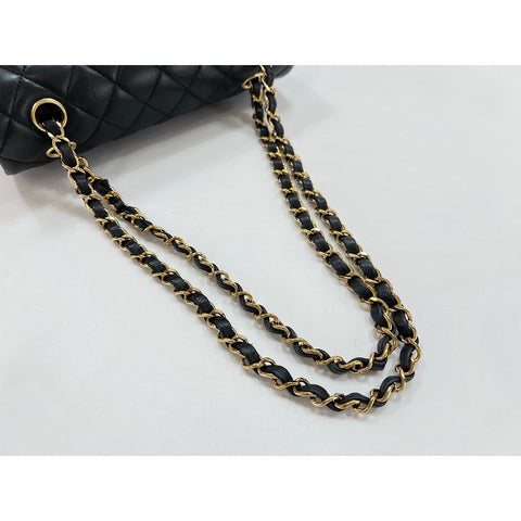 CHANEL Lambskin Matelasse23 Double Flap Shoulder Bag black WS31957