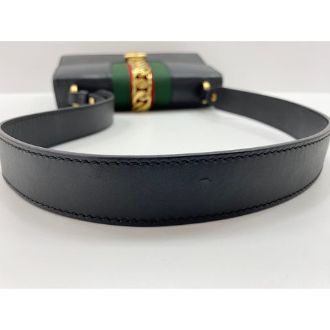 GUCCI Sylvie Cherie Line Shoulder Bag black WS31958