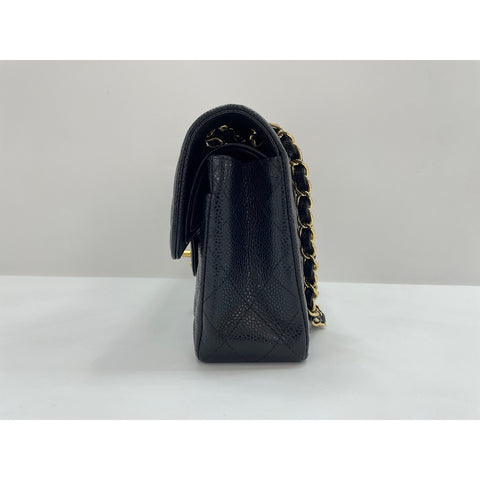 CHANEL Caviar Skin Matelasse23 Double Flap Shoulder Bag black WS31961