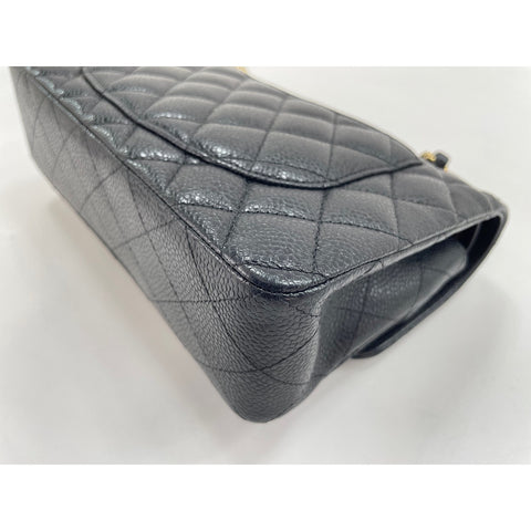 CHANEL Caviar Skin Matelasse23 Double Flap Shoulder Bag black WS31961