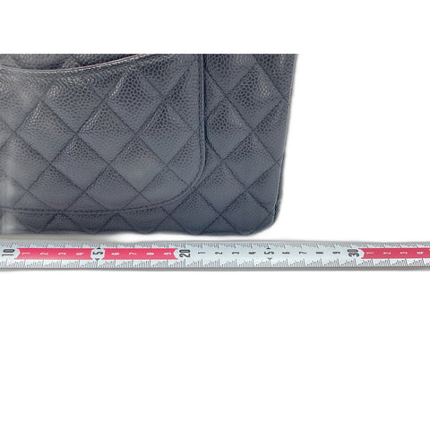 CHANEL Caviar Skin Matelasse Double Flap Shoulder Bag black WS31962