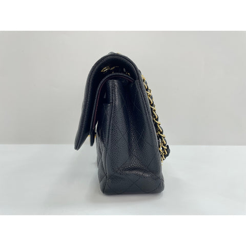 CHANEL Caviar Skin Matelasse Double Flap Shoulder Bag black WS31962