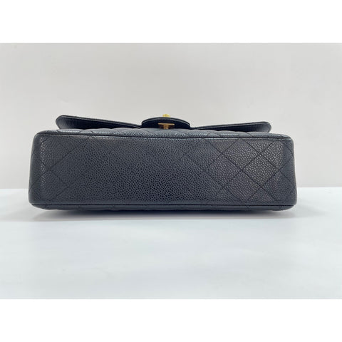 CHANEL Caviar Skin Matelasse Double Flap Shoulder Bag black WS31962