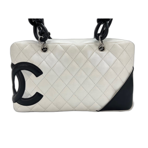 CHANEL Cambon line Handbag white WS31966