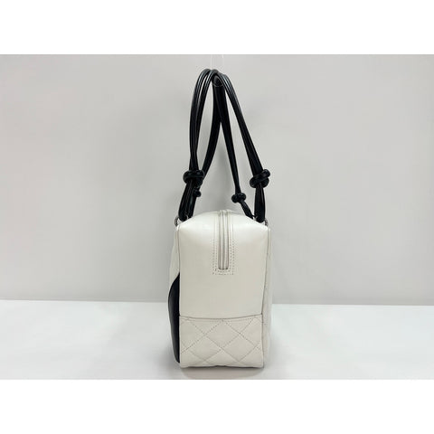 CHANEL Cambon line Handbag white WS31966
