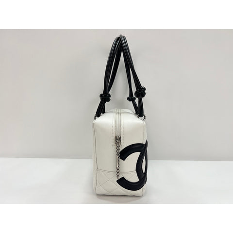 CHANEL Cambon line Handbag white WS31966