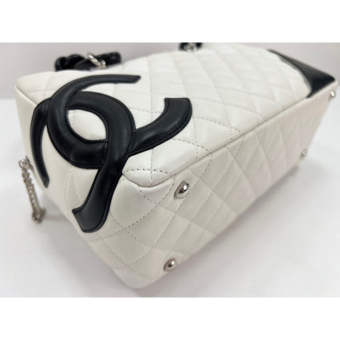 CHANEL Cambon line Handbag white WS31966