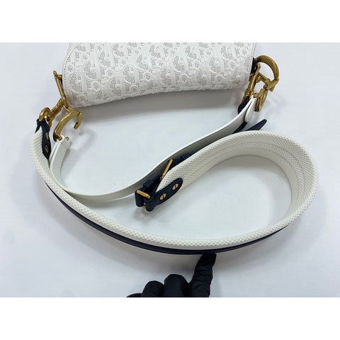 Christian Dior 2-Way Saddlebag Handbag white WS31982