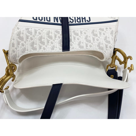 Christian Dior 2-Way Saddlebag Handbag white WS31982
