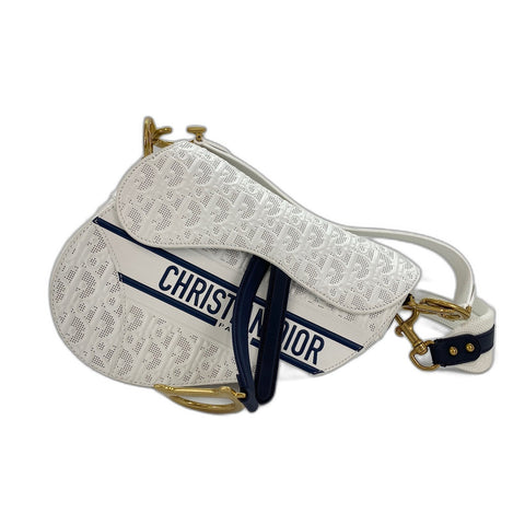 Christian Dior 2-Way Saddlebag Handbag white WS31982