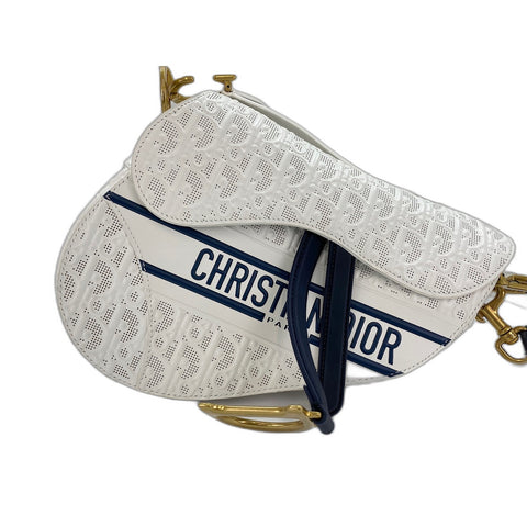 Christian Dior 2-Way Saddlebag Handbag white WS31982