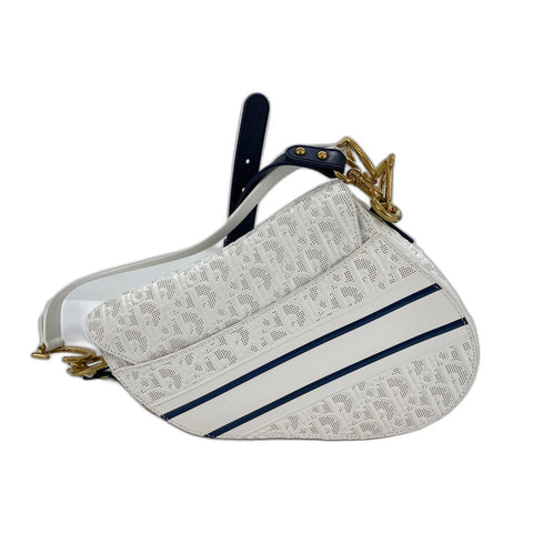 Christian Dior 2-Way Saddlebag Handbag white WS31982