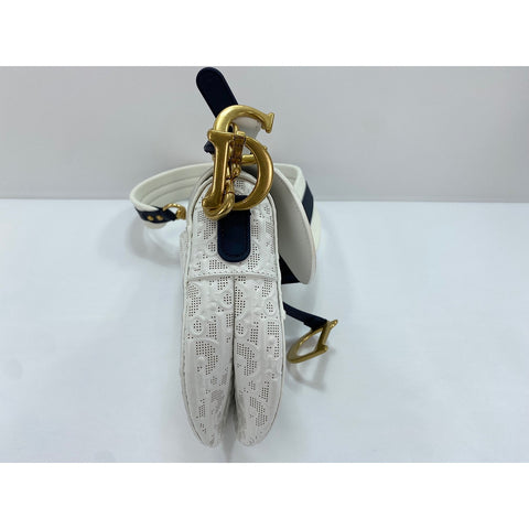 Christian Dior 2-Way Saddlebag Handbag white WS31982
