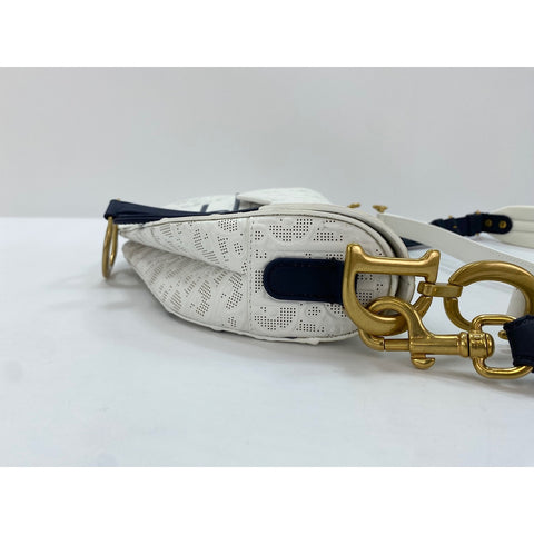 Christian Dior 2-Way Saddlebag Handbag white WS31982