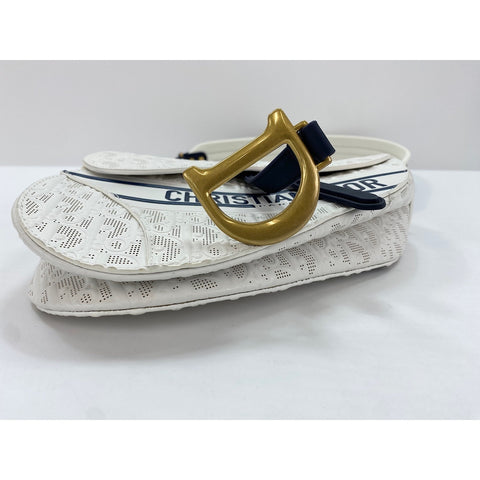 Christian Dior 2-Way Saddlebag Handbag white WS31982