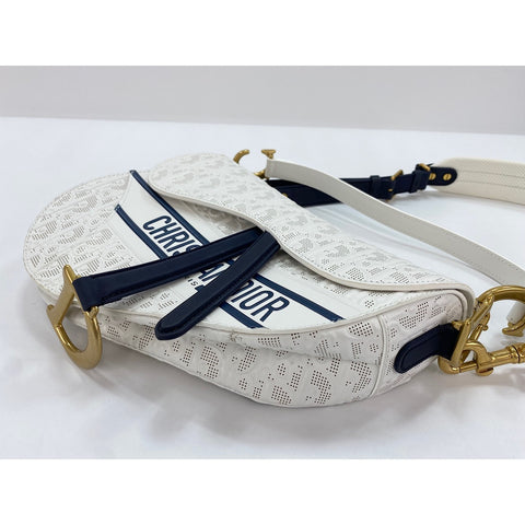 Christian Dior 2-Way Saddlebag Handbag white WS31982