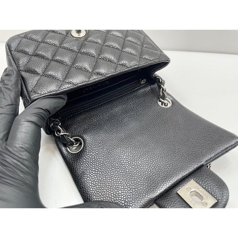 CHANEL Caviar Skin Mini Matelasse Shoulder Bag black WS32001