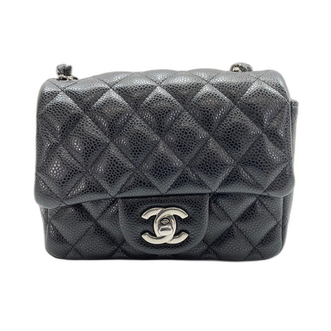 CHANEL Caviar Skin Mini Matelasse Shoulder Bag black WS32001