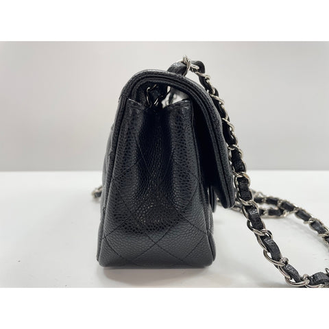 CHANEL Caviar Skin Mini Matelasse Shoulder Bag black WS32001