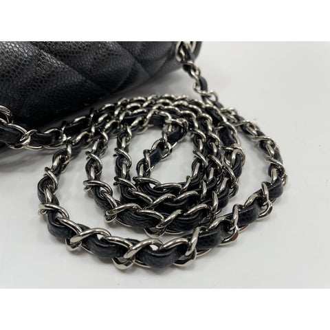 CHANEL Caviar Skin Mini Matelasse Shoulder Bag black WS32001
