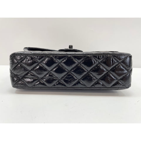 CHANEL Patent Matelasse23 Double Flap Handbag black WS32002