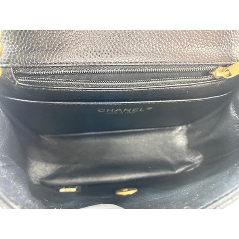 CHANEL Caviar Skin Mini Matelasse Shoulder Bag black WS32012